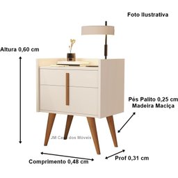 Mesa de Cabeceira Davi 1 Gaveta 1 Porta Pés Palito Off White - JM Casa dos Moveis - 3