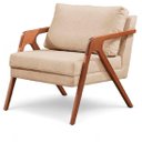 Ver imagem 2 de Kit com 2 Poltronas em Linho Bege com Pés em Madeira Maciça Sofisticada Mona Luxo para Sala de Estar