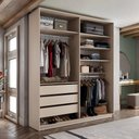 Ver imagem 1 de Closet Solteiro Guarda Roupa sem Porta 159cm 3 Gavetas Mdf Pisa R02 Bege - Lyam Decor