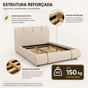 Ver imagem 4 de Conjunto Cama Queen Cabeceira Star Divani Bouclé Premiun Detalhes em Courino Luxouso Moderna Elegant