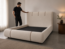 Ver imagem 2 de Conjunto Cama Queen Cabeceira Star Divani Bouclé Premiun Detalhes em Courino Luxouso Moderna Elegant