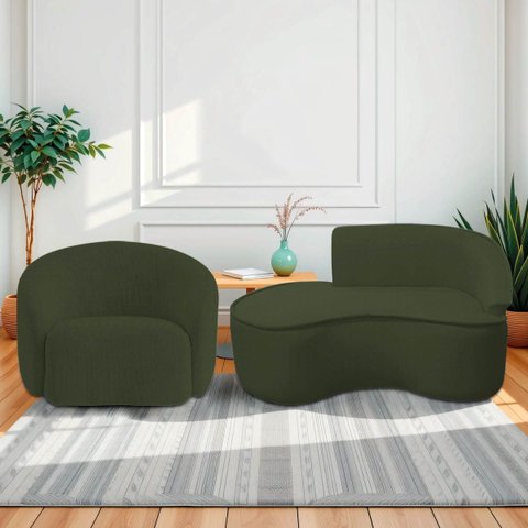 Kit Divã Recamier Orgânico Marrocos 150cm Lado Esquerdo e 1 Poltronas Amore Linho