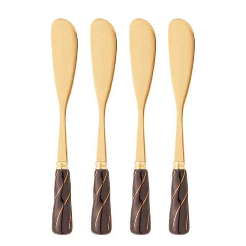 Conj. 4 Espátulas Inox Dourado com Cabo Cerâmico Preto Wolff