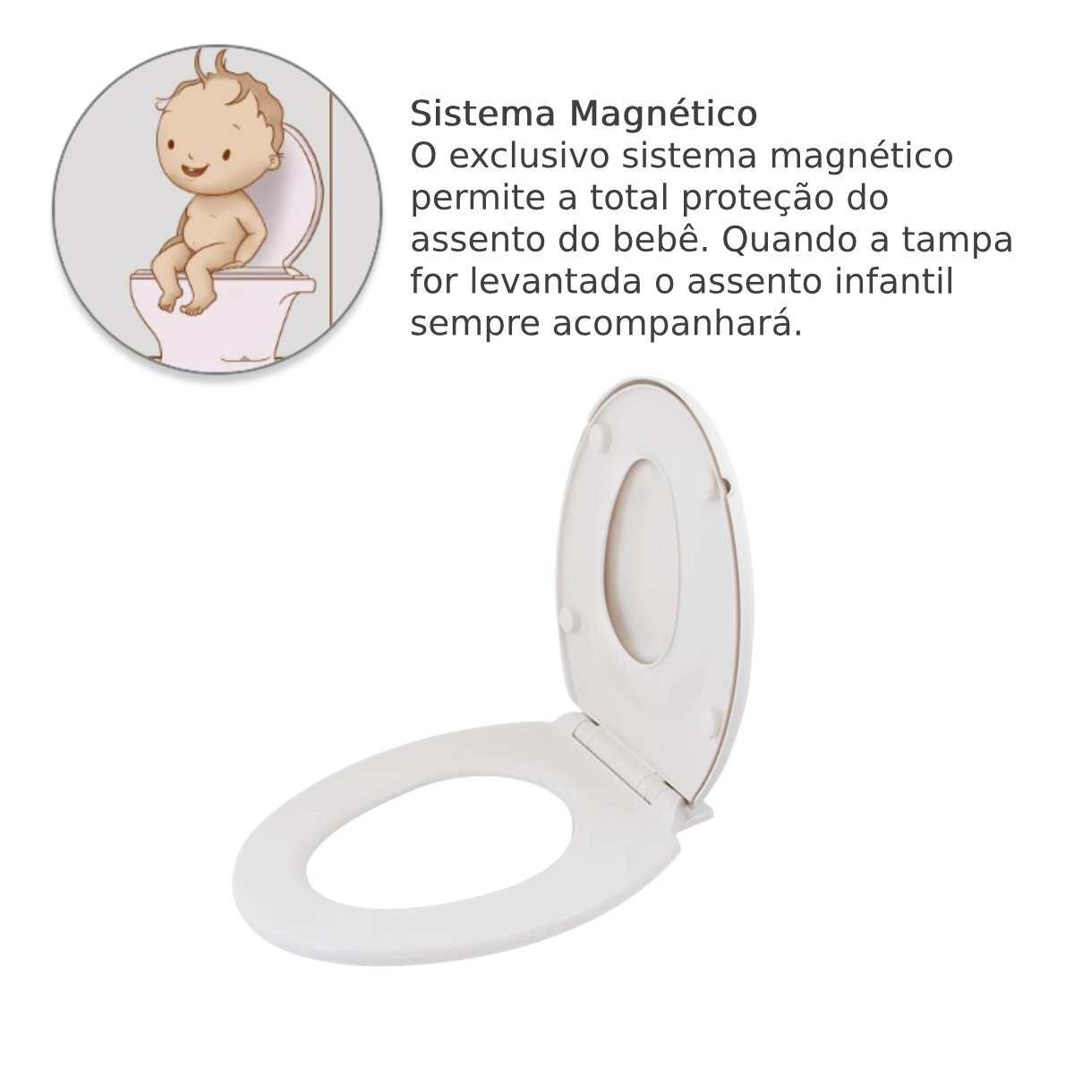 Assento Vaso Sanitário Magnético - Bebê 2 em 1 Infantil e Adulto - 5