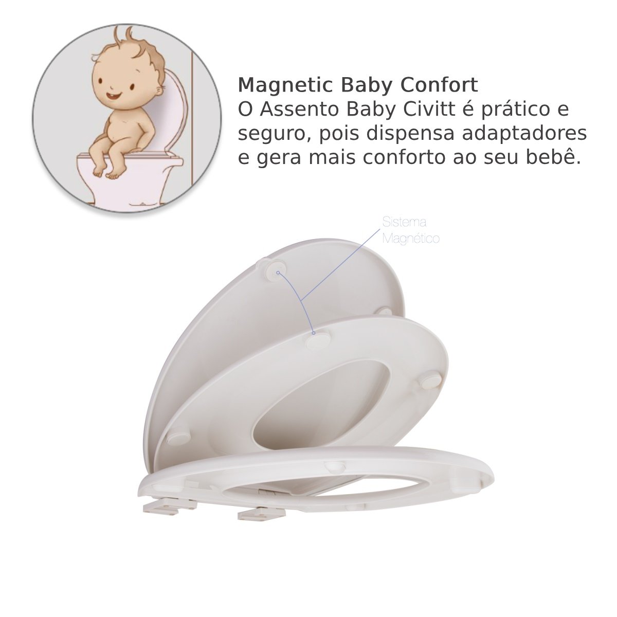 Assento Vaso Sanitário Magnético - Bebê 2 em 1 Infantil e Adulto - 7
