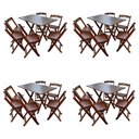 Ver imagem 1 de Kit 4 Conjuntos Mesa Dobrável Madeira 110x70 com 6 Cadeiras Personalizada Hei Imbuia - Tarimatã