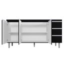 Ver imagem 2 de Balcão Gabinete Cozinha Andreia 3 Portas 150cm S-t Ajl Preto