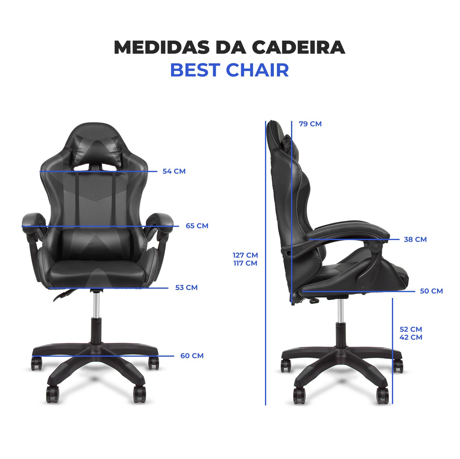 Cadeira Gamer Ergonômica Start Line para Escritório Azul - 7