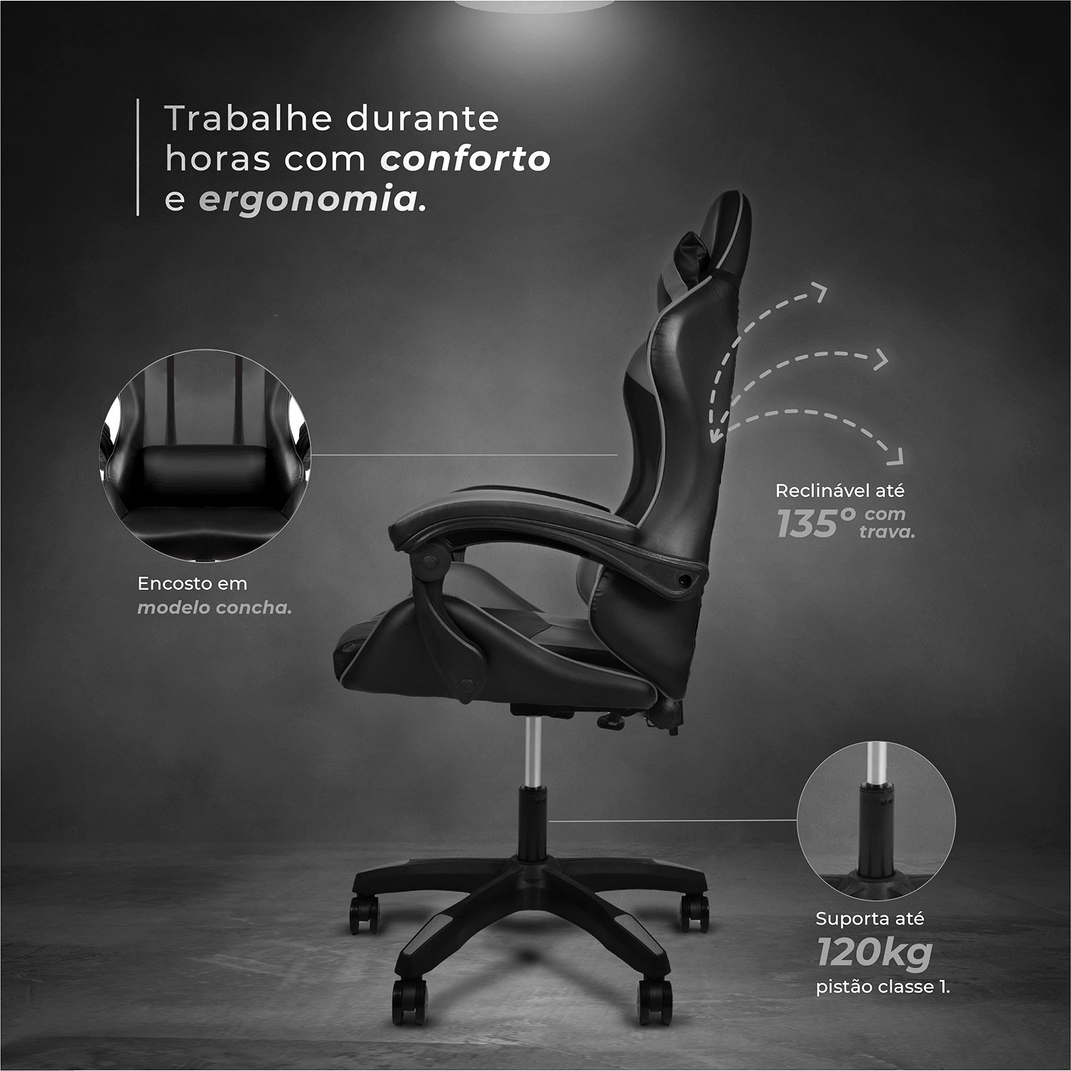 Cadeira Gamer Ergonômica Start Line para Escritório Azul - 6