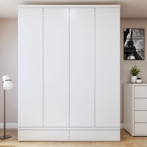 Guarda-roupa Solteiro Urbano 4 Portas 5 Gavetas 100% Mdf Branco - Josandro