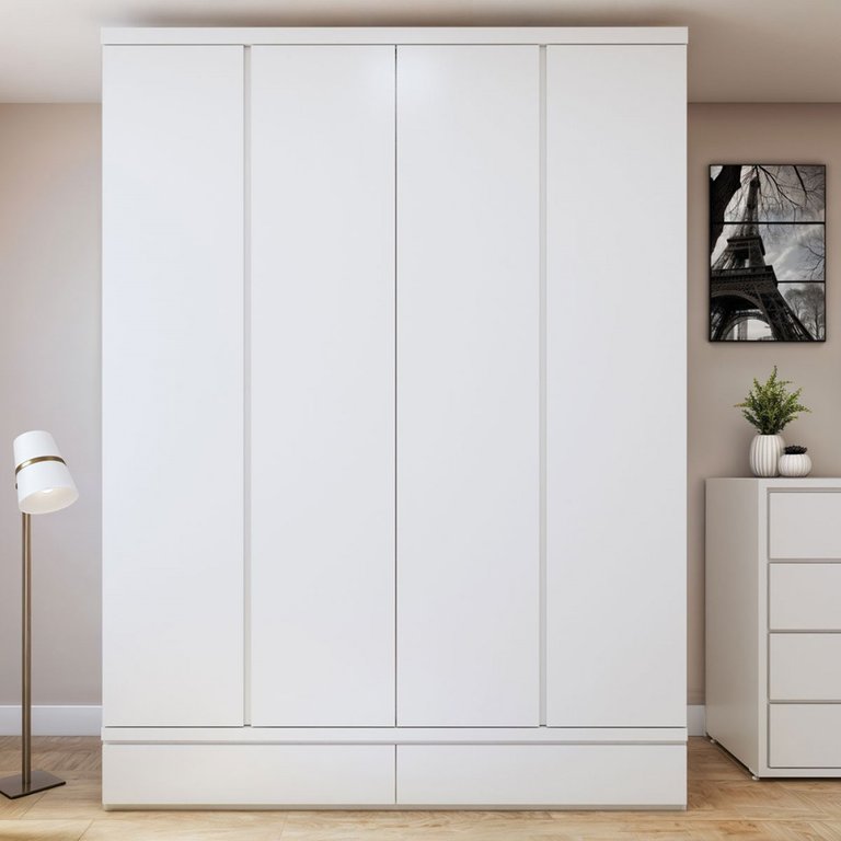 Guarda-roupa Solteiro Urbano 4 Portas 5 Gavetas 100% Mdf Branco - Josandro