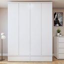 Ver imagem 1 de Guarda-roupa Solteiro Urbano 4 Portas 5 Gavetas 100% Mdf Branco - Josandro