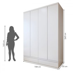 Guarda-roupa Solteiro Urbano 4 Portas 5 Gavetas 100% Mdf Branco - Josandro - 4