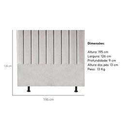 Cabeceira Estofada Cama Box King 195 Cm Taís Linho Cinza Claro - 3