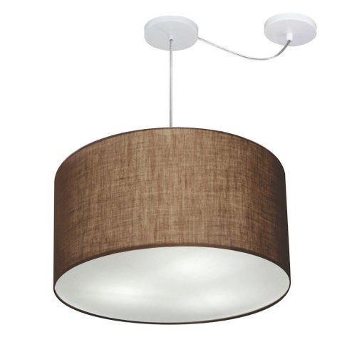 Lustre Pendente Cilíndrico Com Desvio de Centro Vivare Md-4239 Cúpula em Tecido 45x30cm - Bivolt - C