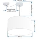 Ver imagem 2 de Lustre Pendente Cilíndrico Com Desvio de Centro Vivare Md-4239 Cúpula em Tecido 45x30cm - Bivolt - C