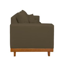 Sofá Living 3 Lugares Linho Resistente Madeira + Almofadas Cor:marrom - 3
