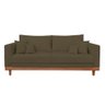 Sofá Living 3 Lugares Linho Resistente Madeira e Almofadas - 4
