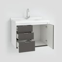 Ver imagem 3 de Gabinete para Banheiro Unik 65cm com Pia Lavatorio Suspenso Fimap Branco Grafite