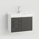 Ver imagem 2 de Gabinete para Banheiro Unik 65cm com Pia Lavatorio Suspenso Fimap Branco Grafite