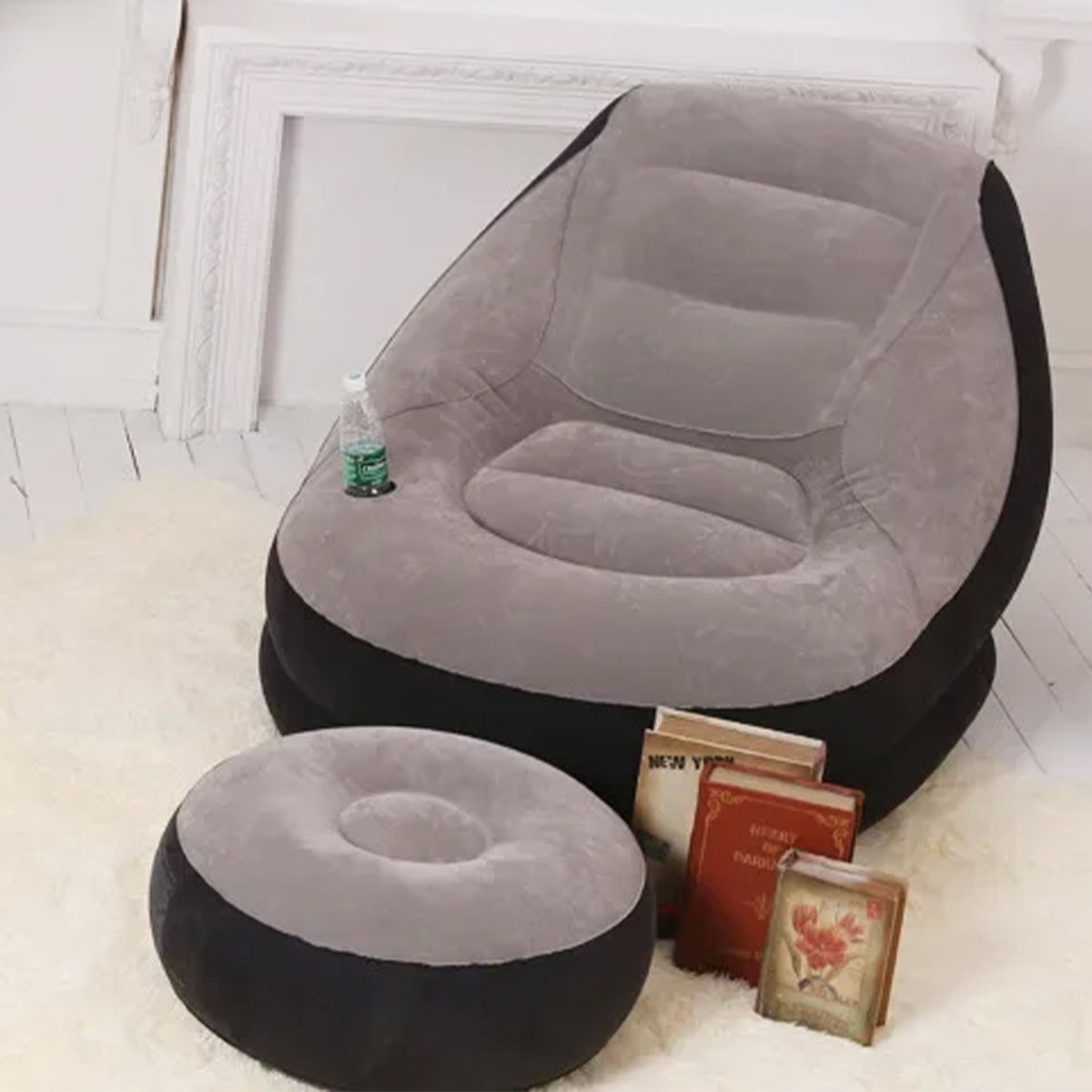 Poltrona Sofa Inflavel Puff Relaxante Porta Copo Sala Estar Descanso Multiuso Ar Livre Camping Casa  - 6