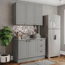 Ver imagem 1 de Cozinha Compacta Americana 5 Portas 3 Gavetas 100% Mdf Cinza - Henn
