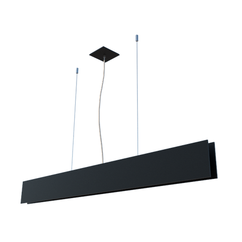 Lustre Pendente Retangular LED 24w 2700k 135cm Madeira - Preto