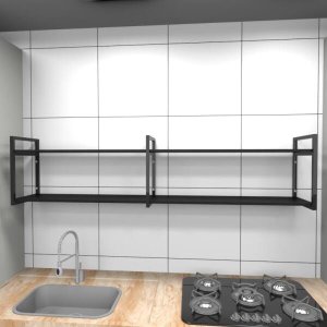 Prateleira industrial cozinha aço cor preto 180x30x40cm modelo ind40