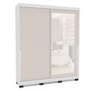 Ver imagem 2 de Roupeiro Porto 2 Portas de Correr com Espelho 177x213cm Branco/Creme 240849