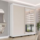 Ver imagem 1 de Roupeiro Porto 2 Portas de Correr com Espelho 177x213cm Branco/Creme 240849