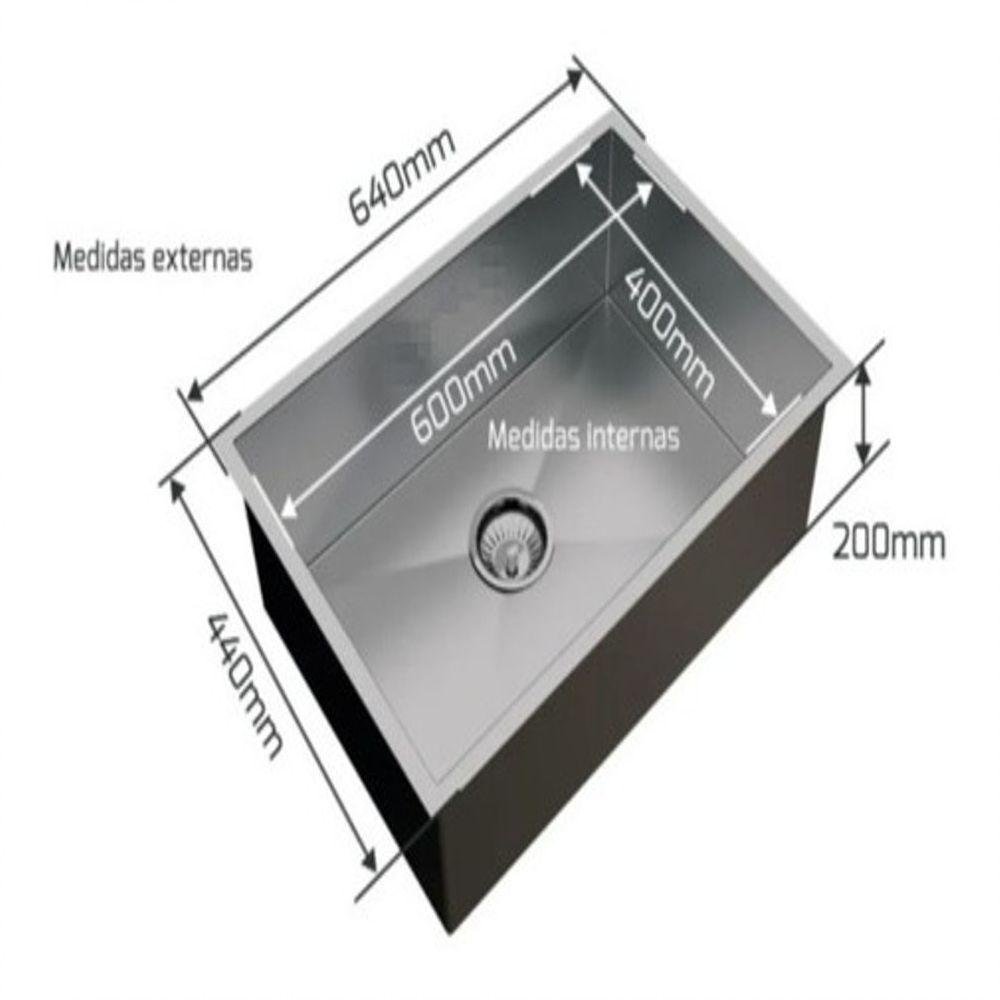 Cuba de Inox 60x40 Quadrada Com Válvula Pia - 4