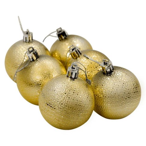 Kit 48 Bolas Enfeite Natalino Árvore Natal 60mm Dourado