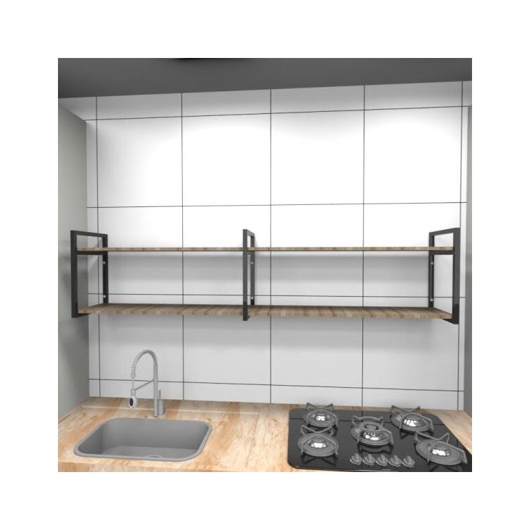 Prateleira industrial cozinha aço cor preto 180x30x40cm modelo ind40