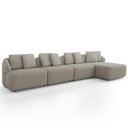 Ver imagem 2 de Sofá 5 Lugares com Chaise Direito Sala Living 388cm Arlo F04 Linho Bege Escuro - Lyam Decor