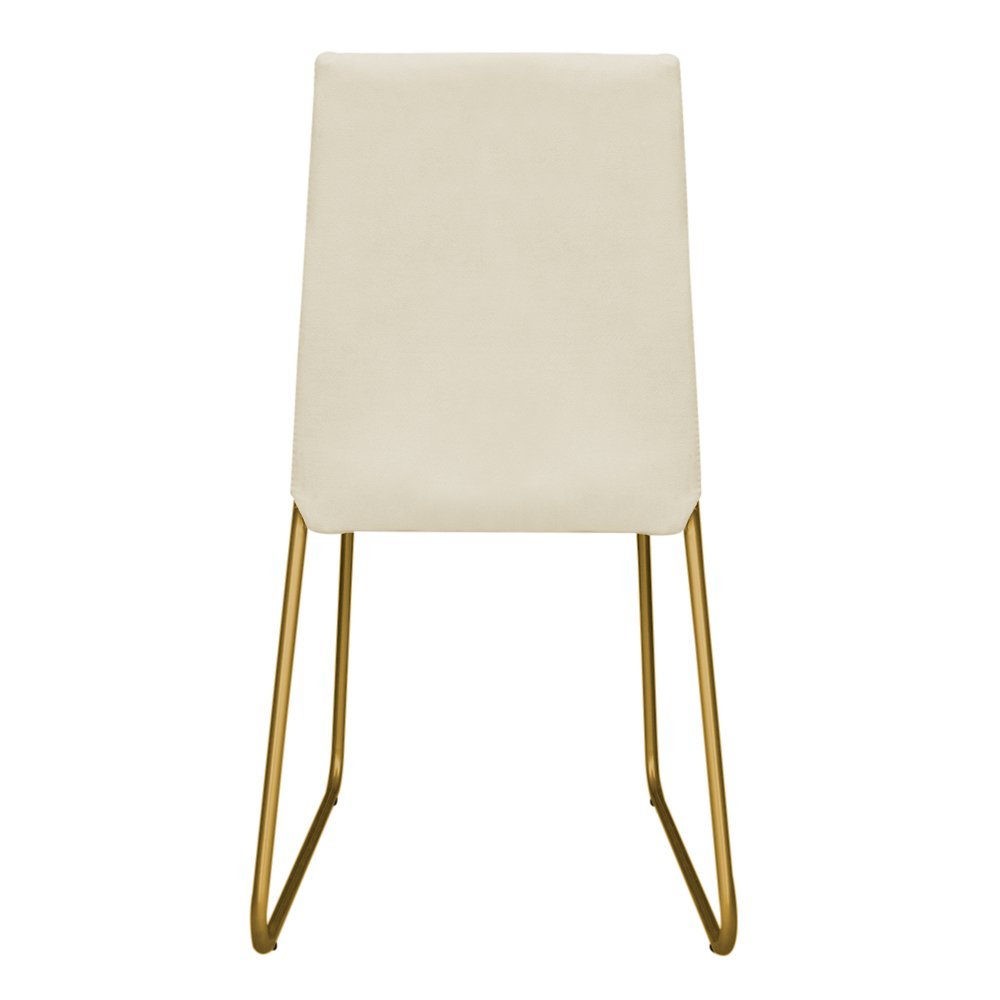 Kit 6 Cadeiras de Jantar Estofada Lille Base Gold Veludo Bege - Montanaris Decor - 4