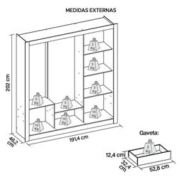 Guarda Roupa Casal Grande 3 Portas 4 Gavetas Marrom Glass - 6