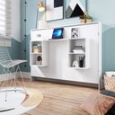 Ver imagem 2 de Cama Articulável Solteiro Latino Vira Escrivaninha com Nichos Branco Ce090 Art In Móveis