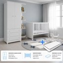 Ver mais imagens de Kit Quarto de Bebê Doce Sonho com Berço com Rodízio Guarda Roupa 2 Portas e Colchão D18 130x60 Movel