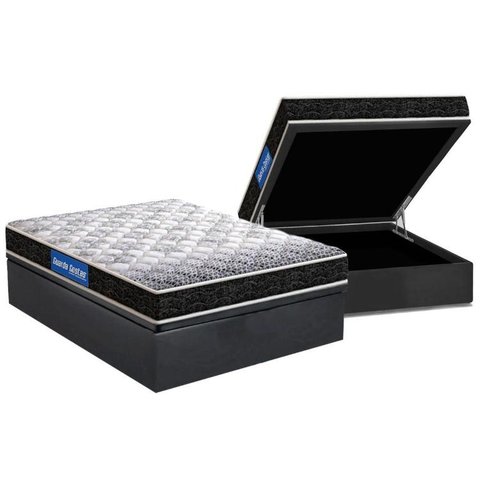 Cama Box Baú Casal: Colchão Espuma Probel D23 Guarda Costas Super Resistente + Base CRC Suede Gray(1