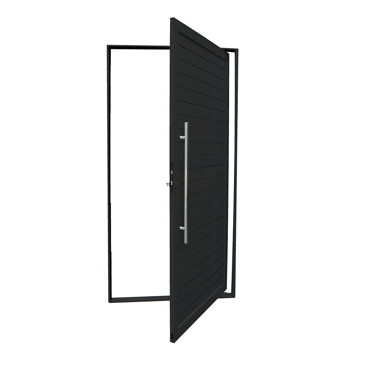 Porta Lambri Pivotante Direita Alumínio Preto | Linha Premium | Atlântica:A=2,16m x L=1,20m