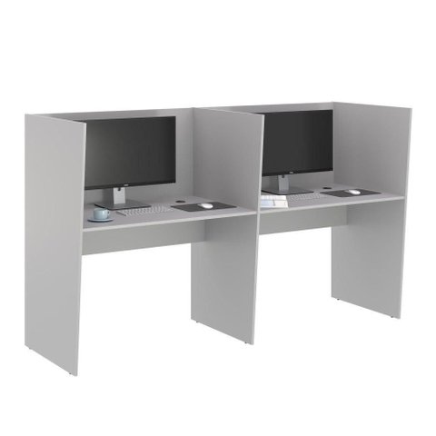 Call Center para Trabalho 2 Lugares Guiche Grecia MDP BP 205cm Cinza Casah