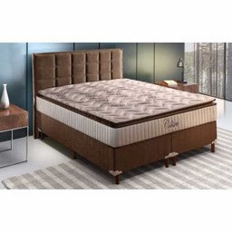 Colchão + Base Box Solteiro 88x188x60 Chenille Marrom Coliseu Linha Gold Molas Ensacadas Paropas Ces - 1