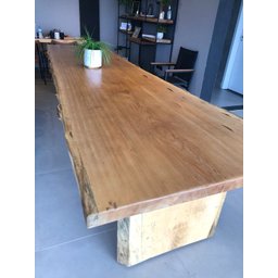 Mesa de Tronco Pequiá Orgânica com Pés de Tronco Cor Natural 90cm de Largura:comprimento 160cm - 3