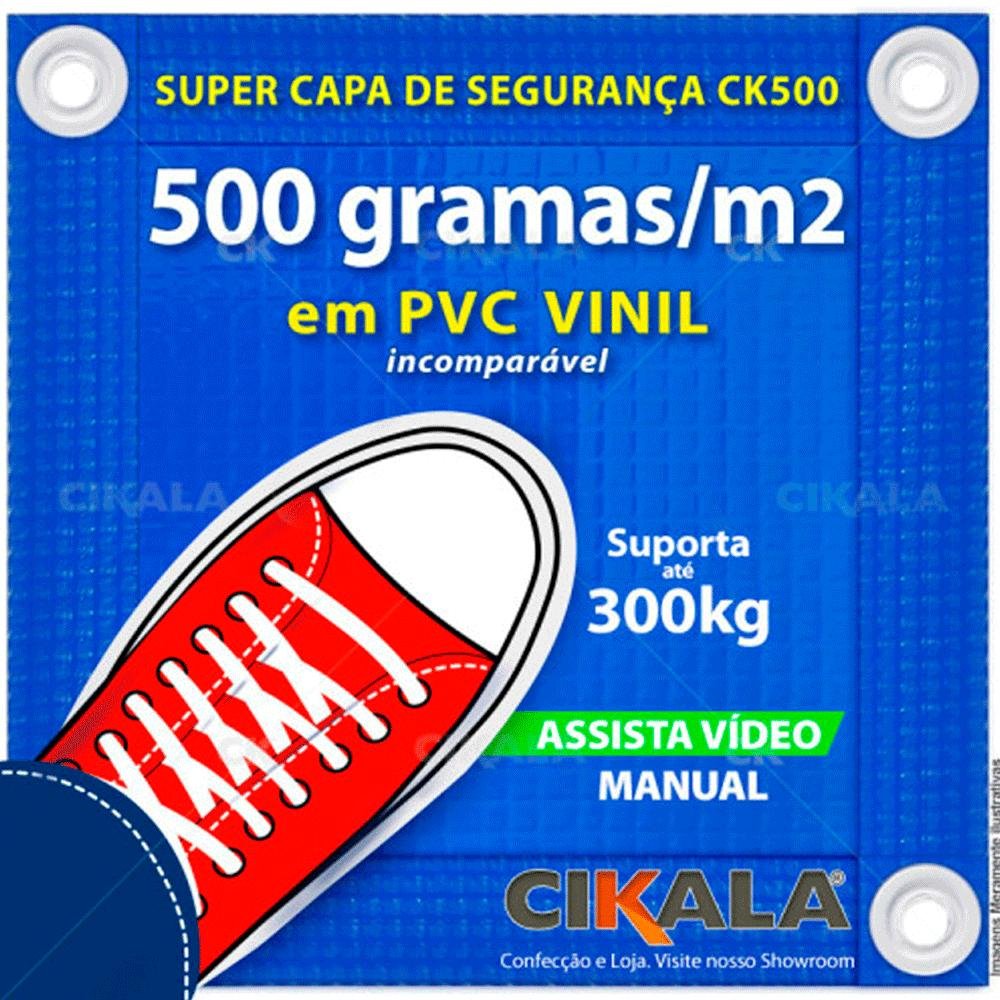 Capa de Segurança para Piscina 7x5m CK500 Micras c/ Ilhós de PVC + Kit Instalação CIKALA