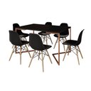 Ver imagem 6 de Mesa Jantar Industrial Retangular Preta 137X90Cm Base V Cobre Com 6 Cadeiras Pretas Mad Cor: Preto