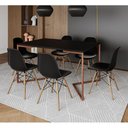 Ver imagem 1 de Mesa Jantar Industrial Retangular Preta 137X90Cm Base V Cobre Com 6 Cadeiras Pretas Mad Cor: Preto