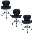 Ver imagem 2 de Kit 3 Cadeira Escritório Giratória Stilo Slim Confort com Rodado Cromado Preta 3 Un