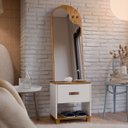 Ver imagem 2 de Toucador com Espelho para Quarto - Branco - Mod.3041 Cor:freijó/off White