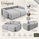 Ver mais imagens de Sofá Cama Casal Retrátil e Reclinável 3 Lugares Bicolor Prata / Aço Uruguai 196cm