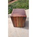 Ver imagem 6 de banco quadrado ripado colorido em madeira de demolição maciça